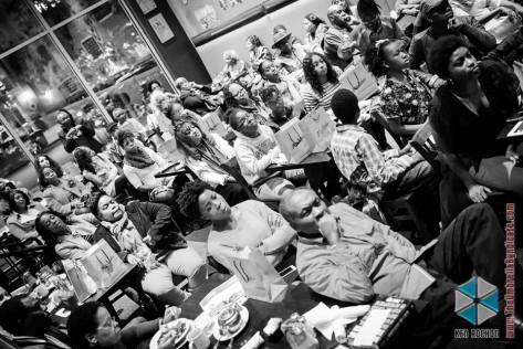 Audience for Alyscia Cunningham's book release of Feminine Transitions. Took place at busboys and poets.